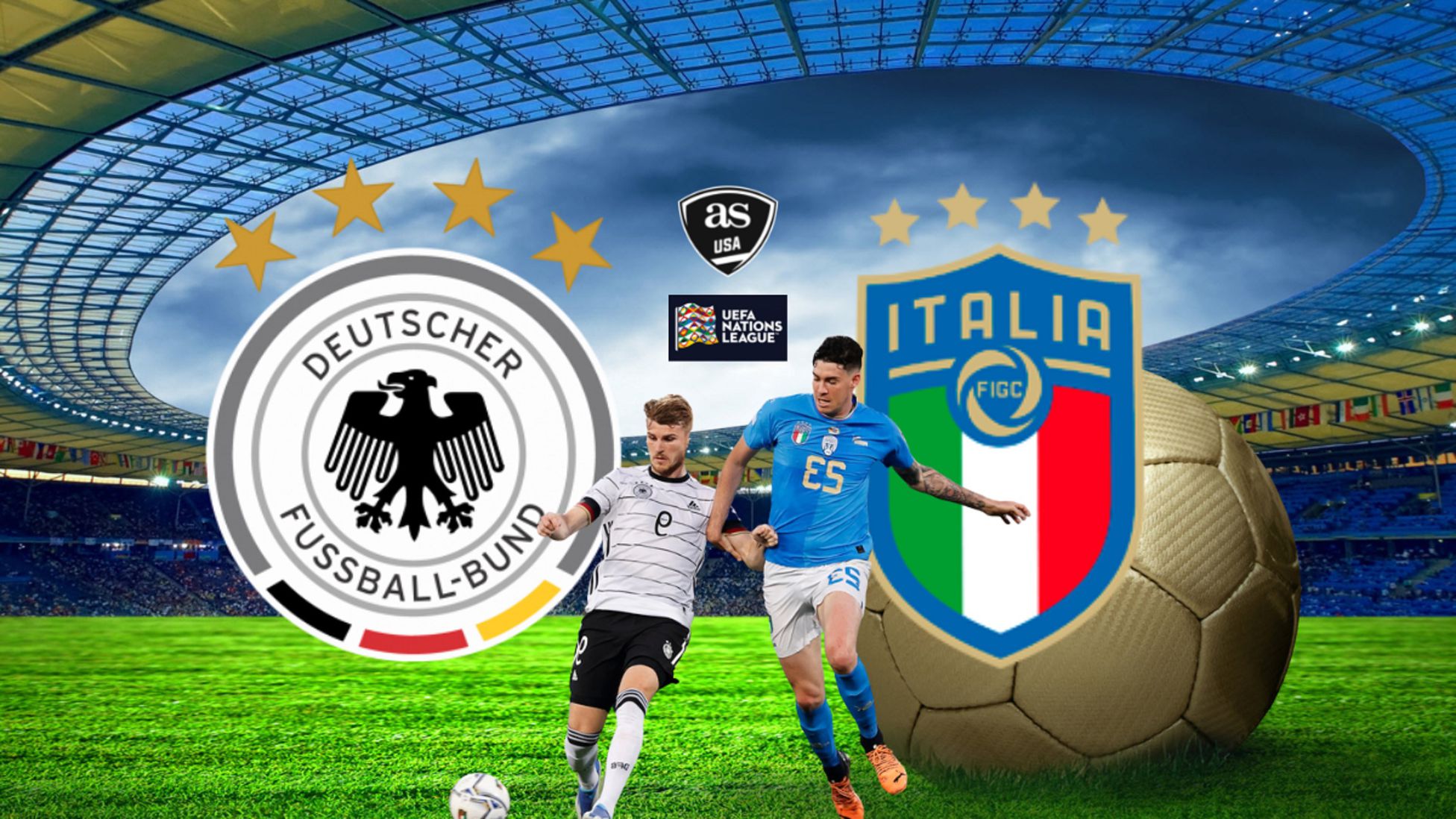 القنوات الناقلة لمباراة ألمانيا وإيطاليا في الامم الاوروبية