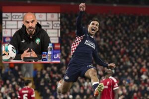 نجم آيندهوفن صهيب دريوش يوجه رسالة نارية لـ وليد الركراكي بعد ثنائيته التاريخية في شباك ليفربول