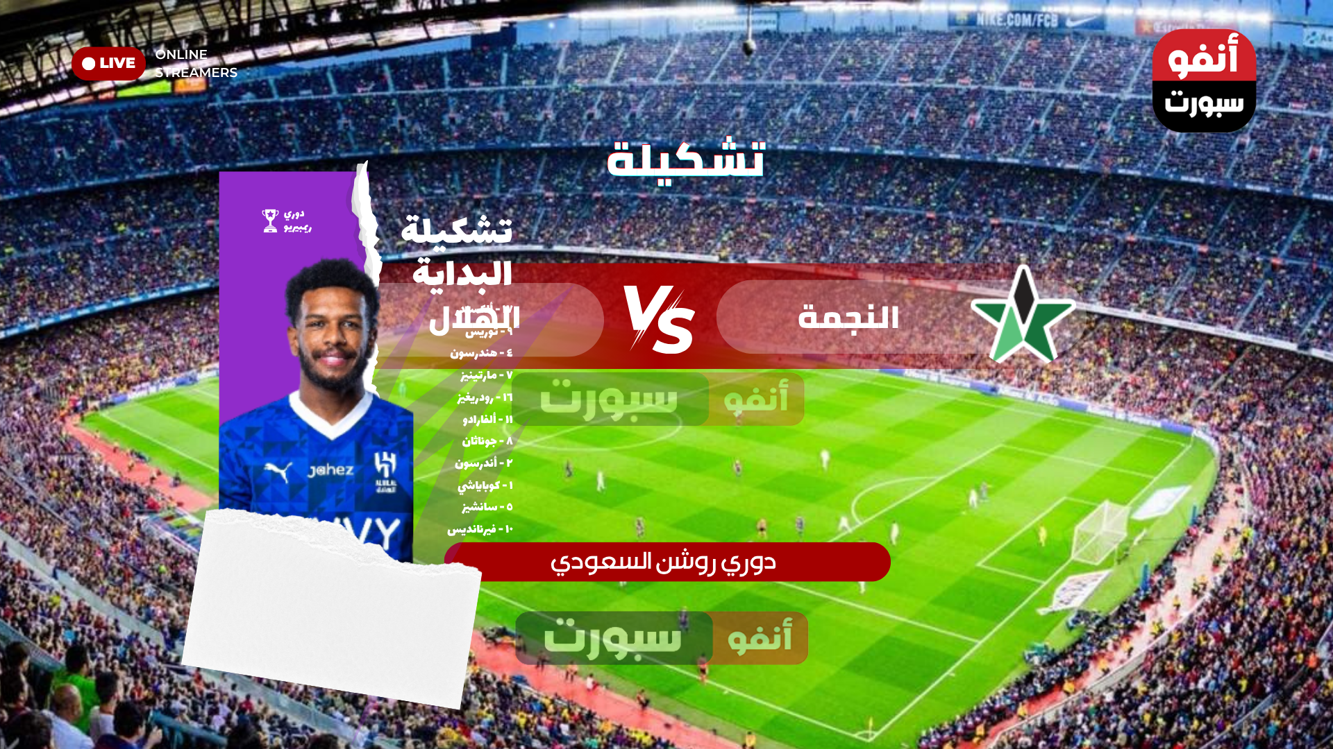 تشكيلة الهلال ضد النجمة اليوم في دوري روشن السعودي 2025-2026