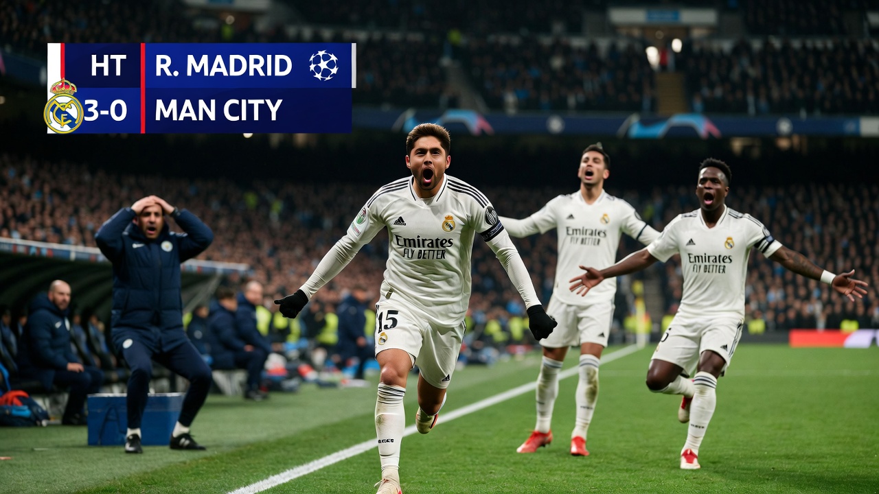 طوفان مدريدي يجتاح البرنابيو.. هاتريك “الصقر” فالفيردي يذل مانشستر سيتي بثلاثية في شوط واحد