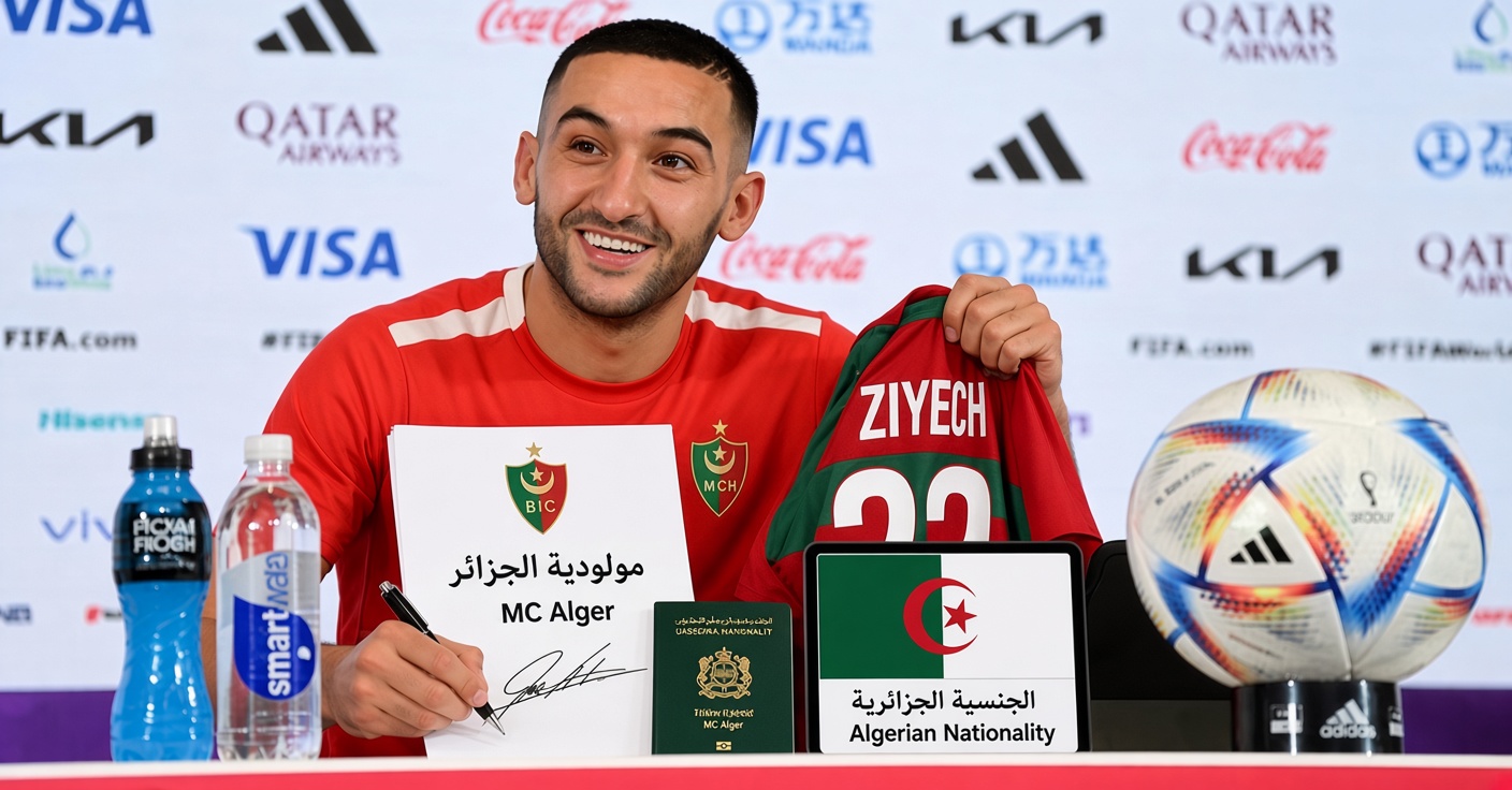 مولودية الجزائر يشعل أزمة حكيم زياش مع الوداد ويستعد لتقديم عرض تاريخي ومنحه الجنسية الجزائرية