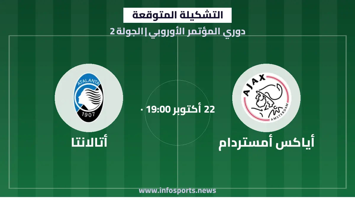 التشكيلة المتوقعة لمباراة أياكس وأتالانتا في دوري المؤتمر الأوروبي