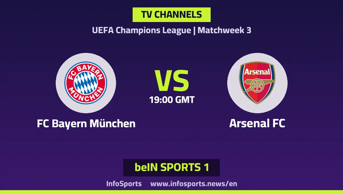 What channels are broadcasting the Bayern Munich vs Arsenal match in the Champions League?