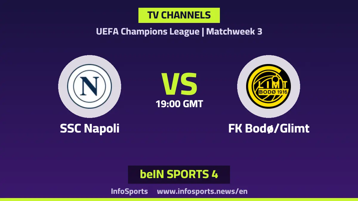 What channels are broadcasting the Napoli vs Bodø/Glimt match in the Champions League?