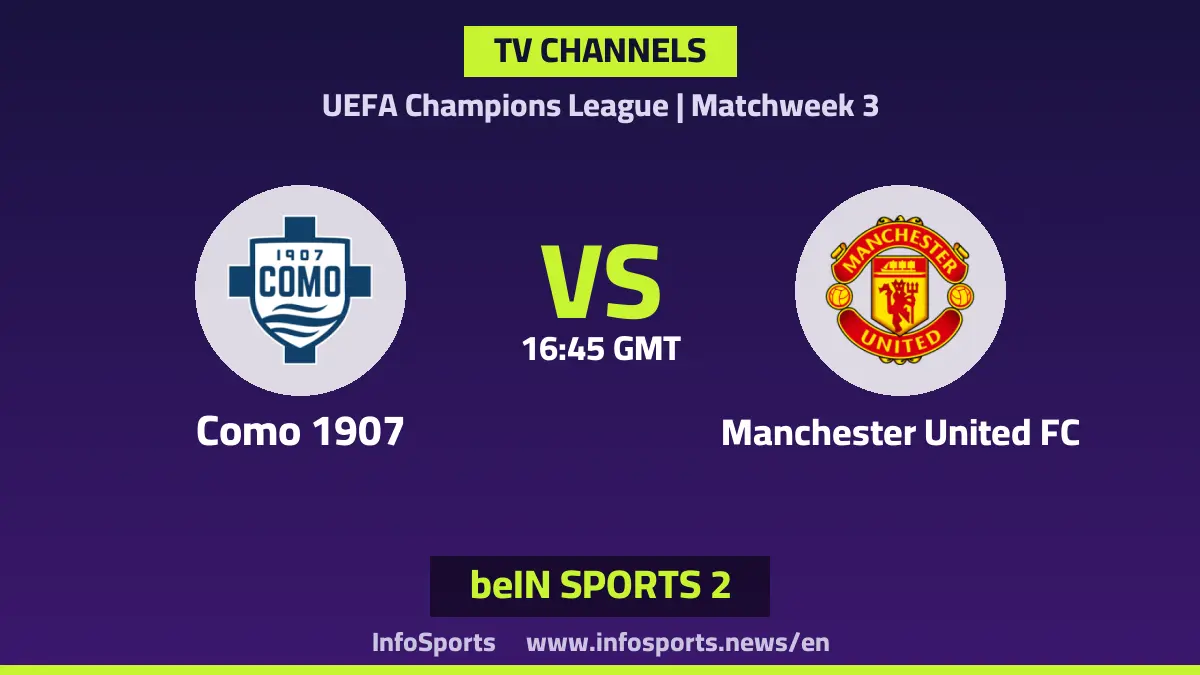 What channels are showing Como vs Manchester United in the Champions League?