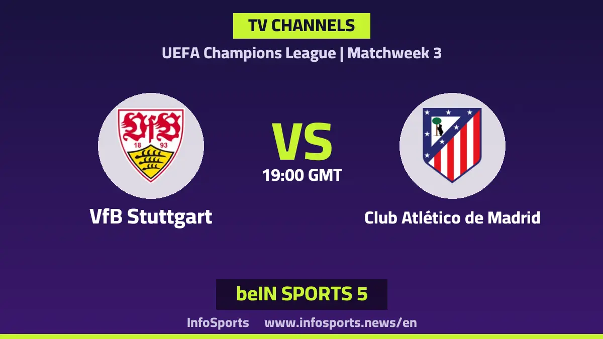 What channels are showing Stuttgart vs Atlético Madrid in the Champions League?